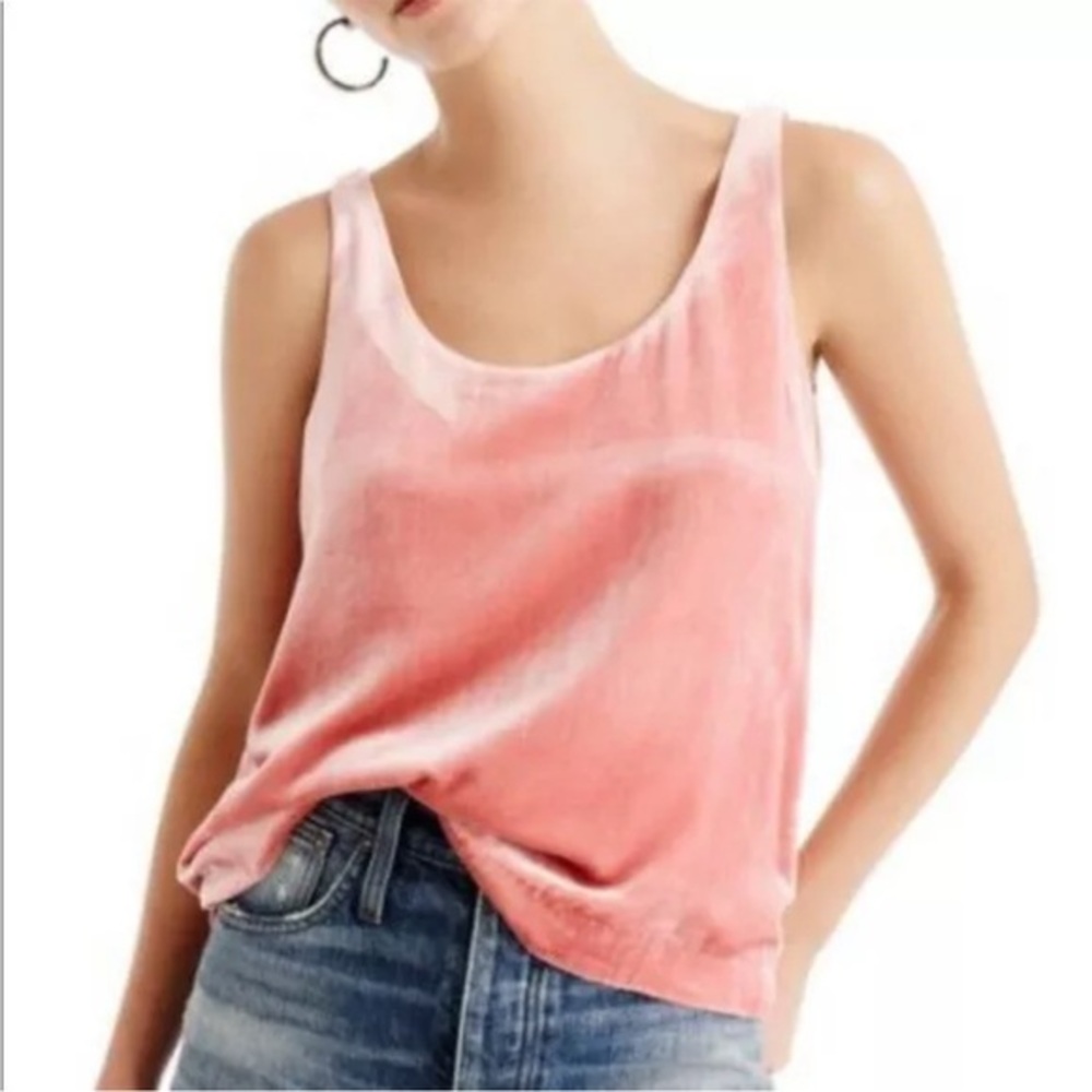 J Crew Riff Crushed Velvet Viscose Silk Tank Top Sz XS Pink Rose Copper